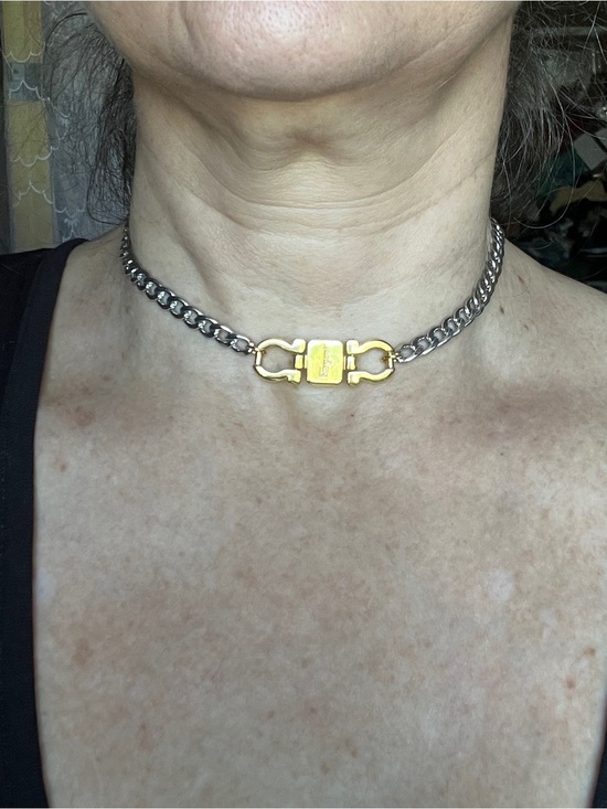 Salvatore Ferragamo Jewelry - Custom Vintage Two-tone Ferragamo Curb Chain Choker Necklace 15.5”